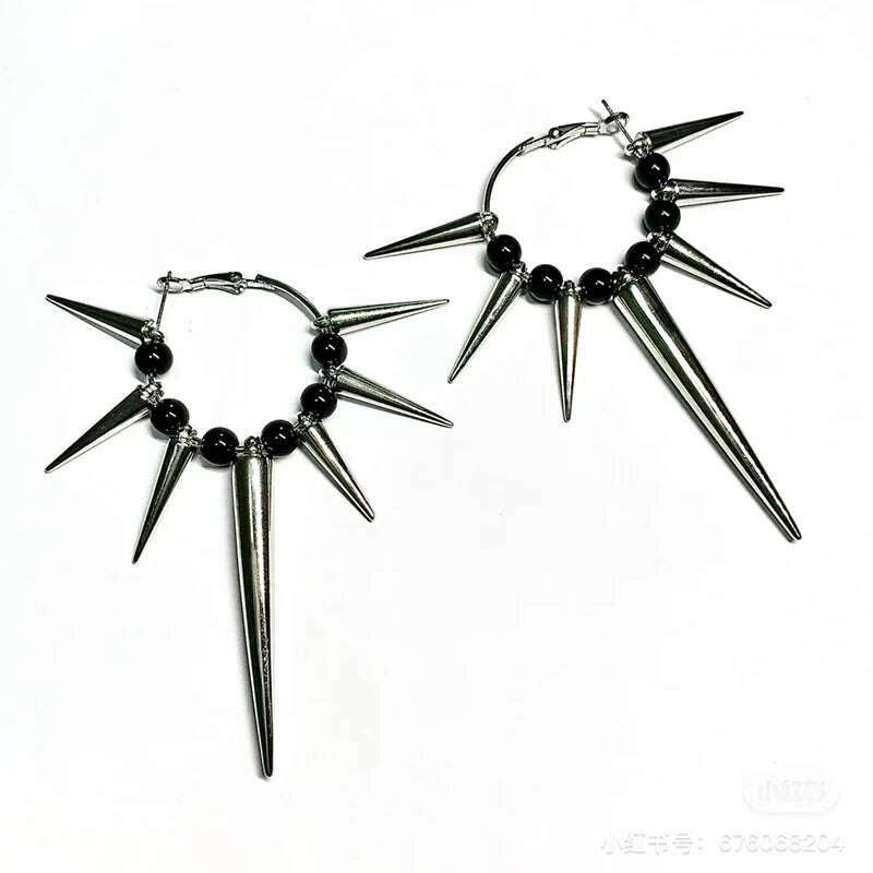 KIMLUD, Grunge Rock Accessories Rivet Hoop Earrings Cool Hip Hop Earrings for Women Egirl Jewelry Punk Korean Earrings Fashion, KIMLUD Womens Clothes