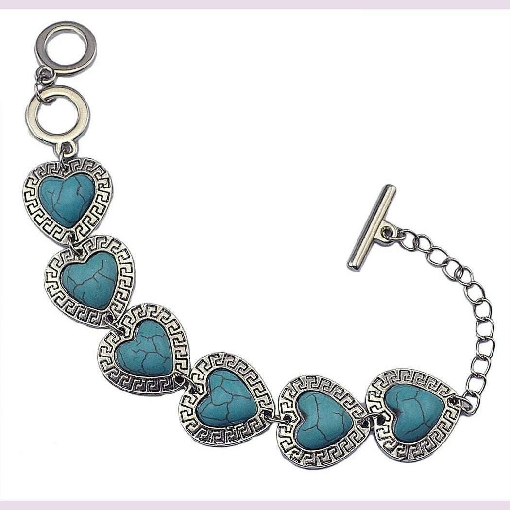 KIMLUD, Gypsy Tribal Tibetan Bracelet for Women Boho Vintage Silvery Men's Turquoise Elastic Bangle Afghan Turkish Ethnic Indian Jewelry, KIMLUD Womens Clothes
