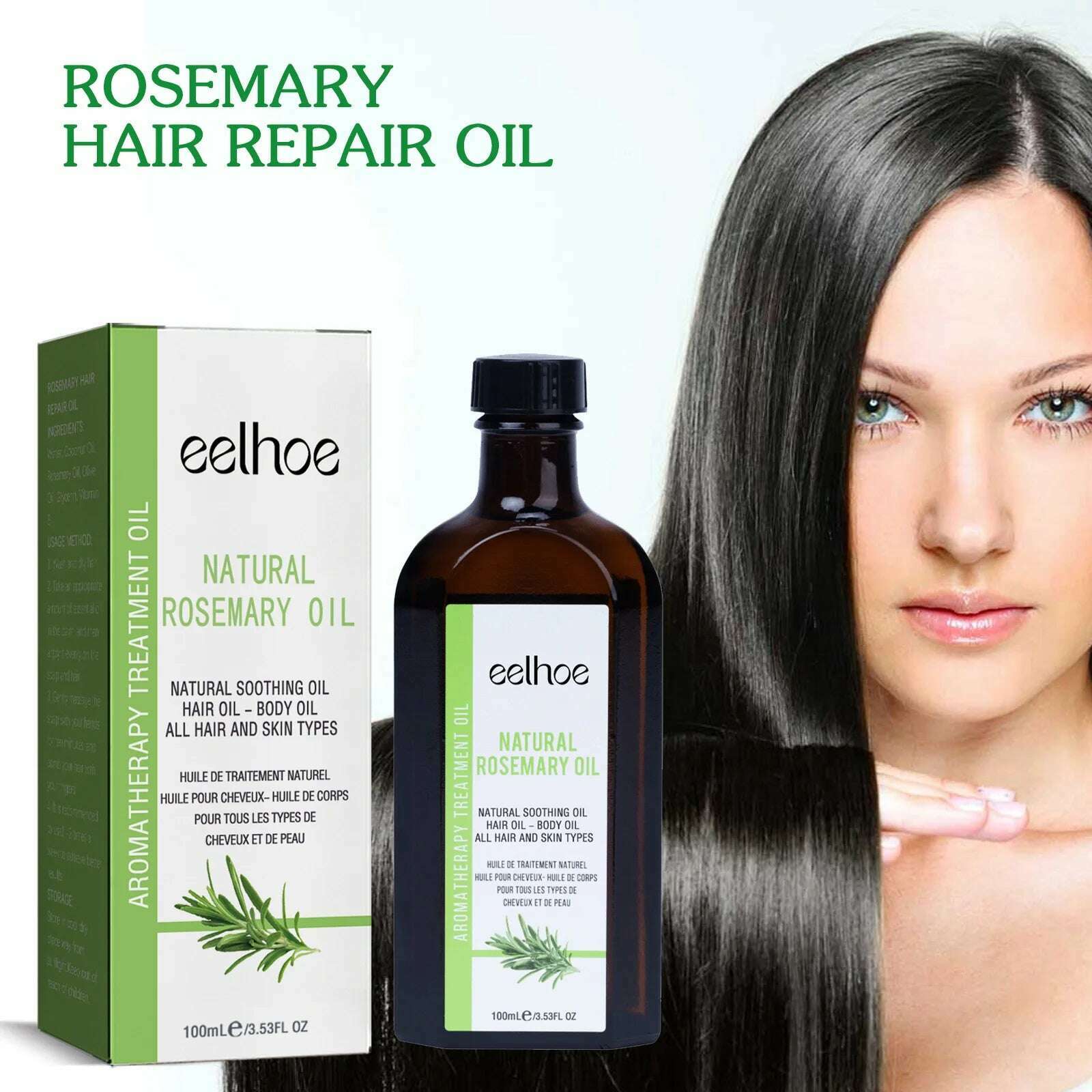 KIMLUD, Hair Growth Essential Oil Rosemary Prevent Hair Loss Scalp Strengthening Repair Frizzy Damaged Nourish Reduce Splits Anti Break, 100ml boxed, KIMLUD APPAREL - Womens Clothes