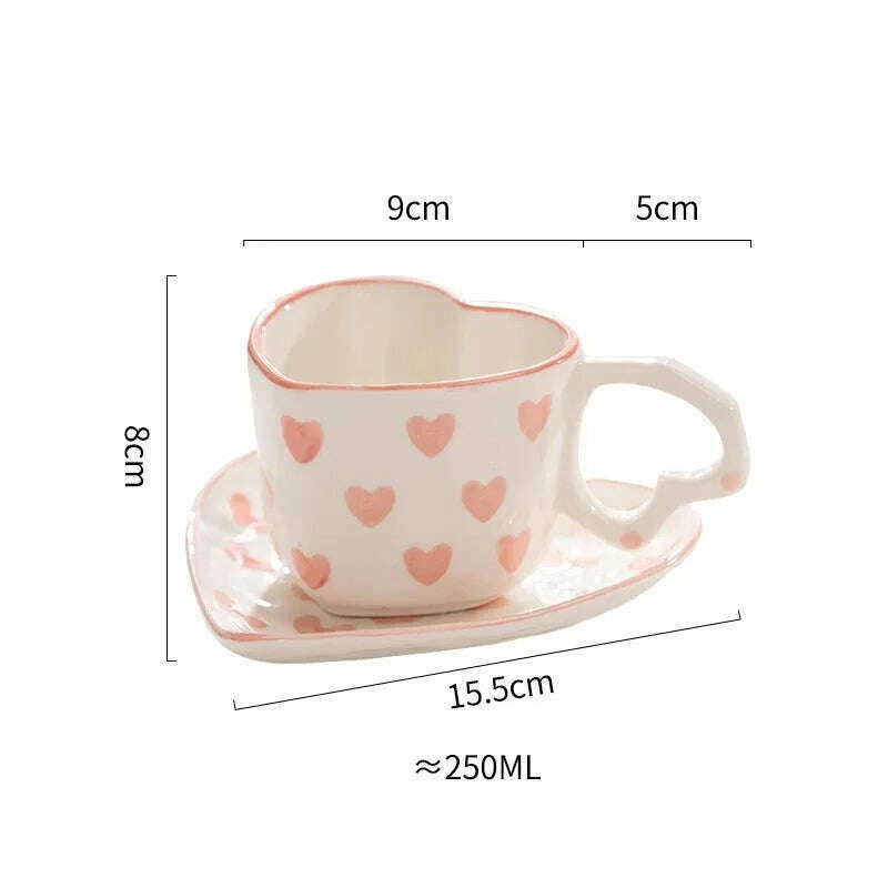 Hand Painted Love Mug Creative Heart Handle Water Cup Ceramic Milk Cup Lovely Handmade Coffee Cup Breakfast Cup Gift, 06 / as picture, KIMLUD Women's Clothes
