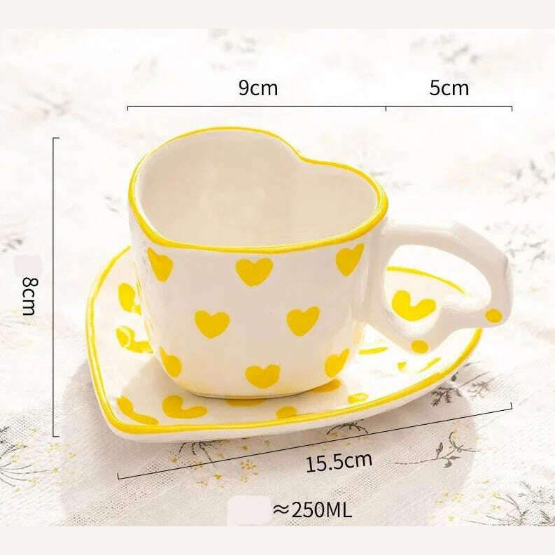 KIMLUD, Hand Painted Love Mug Creative Heart Handle Water Cup Ceramic Milk Cup Lovely Handmade Coffee Cup Breakfast Cup Gift, 08 / as picture, KIMLUD Womens Clothes