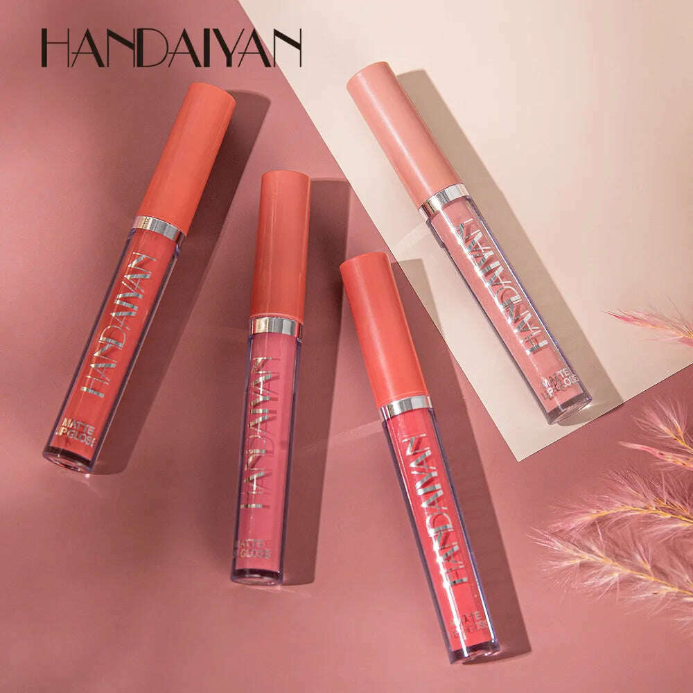 KIMLUD, Handaiyan 12 Colors Matt Lip Gloss Longlasting Red Nude Lipstick Liquid matte Waterproof Lipgloss Makeup, KIMLUD Womens Clothes