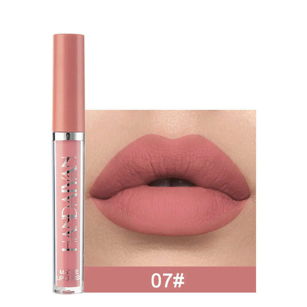 KIMLUD, Handaiyan 12 Colors Matt Lip Gloss Longlasting Red Nude Lipstick Liquid matte Waterproof Lipgloss Makeup, a-07, KIMLUD Womens Clothes