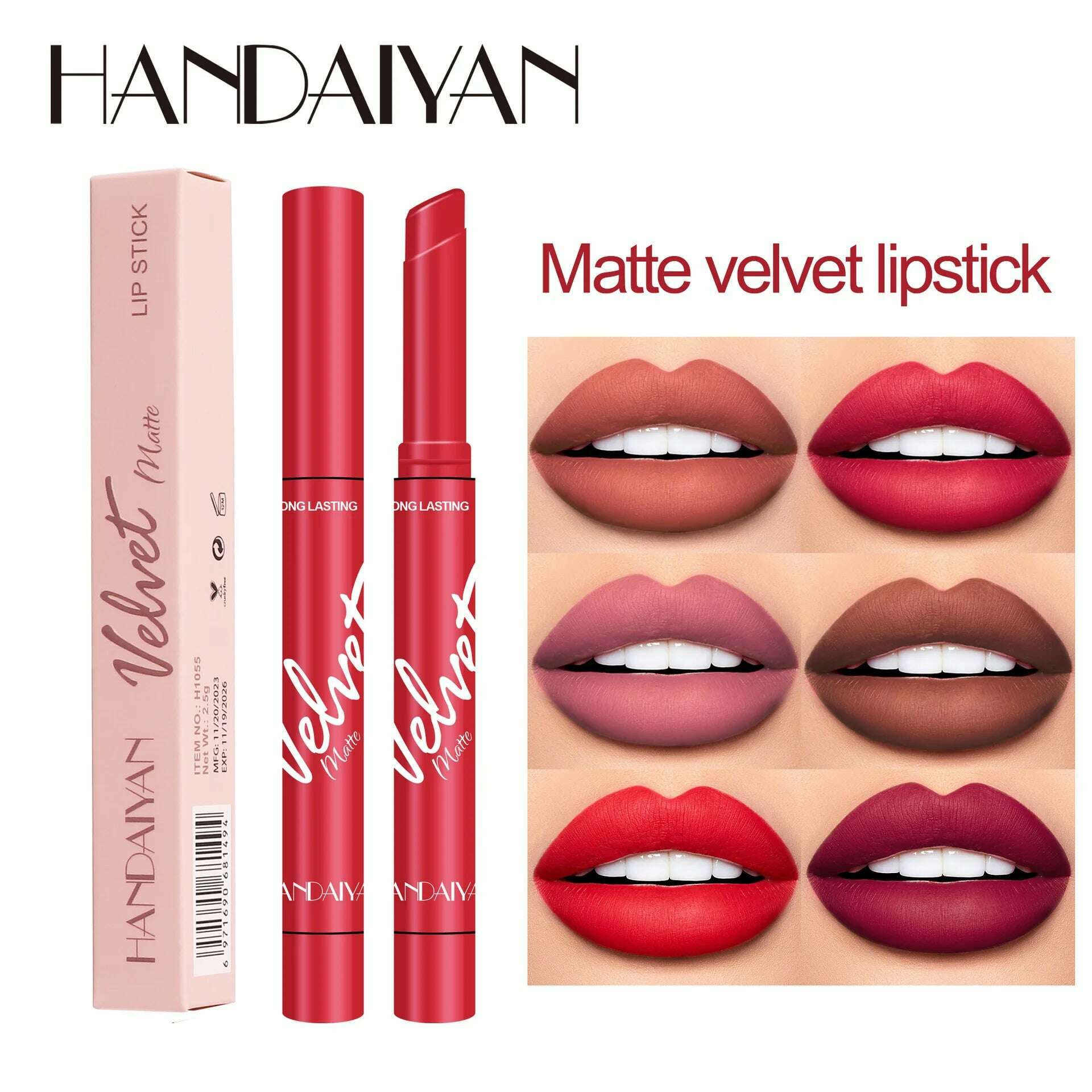 KIMLUD, Handaiyan 8 Colors Matte Waterproof Velvet Nude Lipstick Pink Red Sexy Lip Matt Long Lasting Pigments Makeup, KIMLUD Womens Clothes