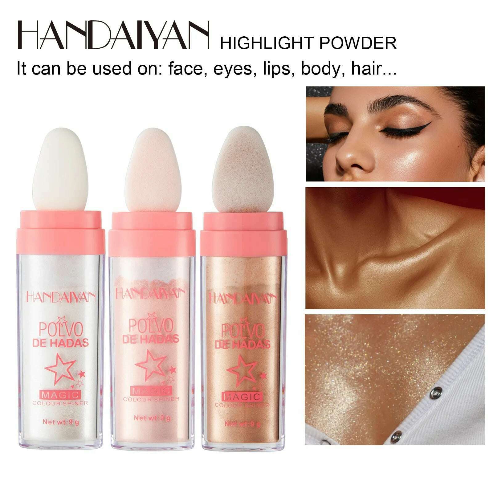 KIMLUD, HANDAIYAN Makeup Fairy High Gloss Pat Powder Three Dimensional Powder Brightening Set Powder Powder Blusher High Gloss Powder, KIMLUD Womens Clothes