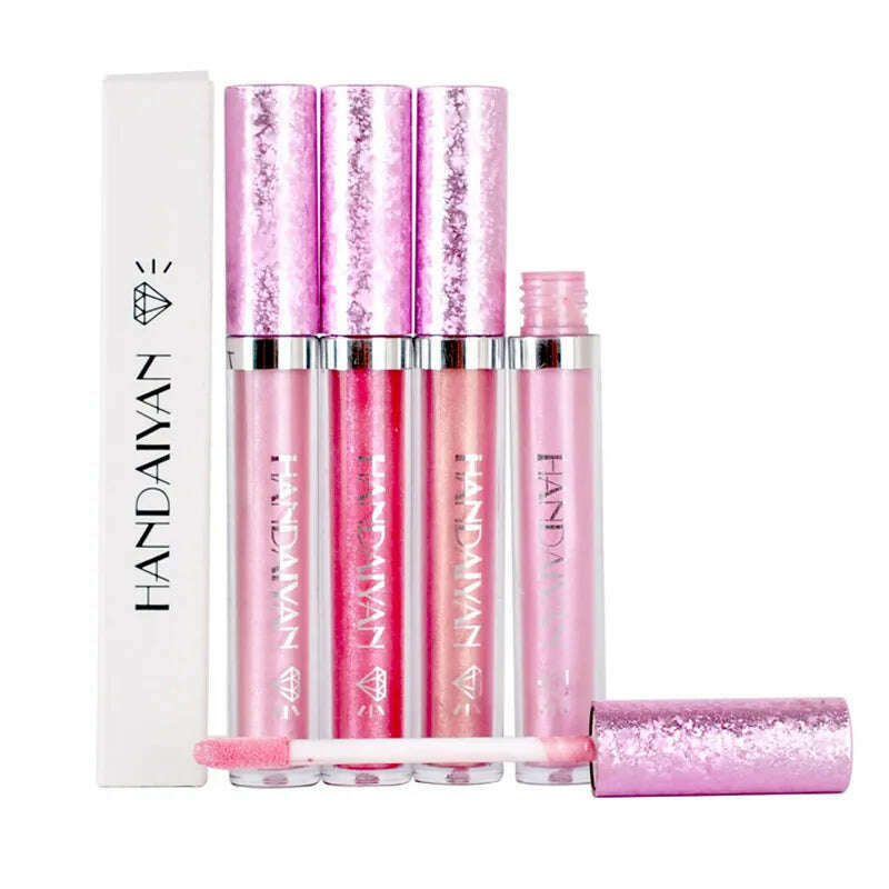 HANDAIYAN Metallic Glitter Matte Liquid Lipstick Lips Makeup Mate Shine Lip Gloss Women Cosmetics Waterproof Lipgloss Cream Tint - KIMLUD