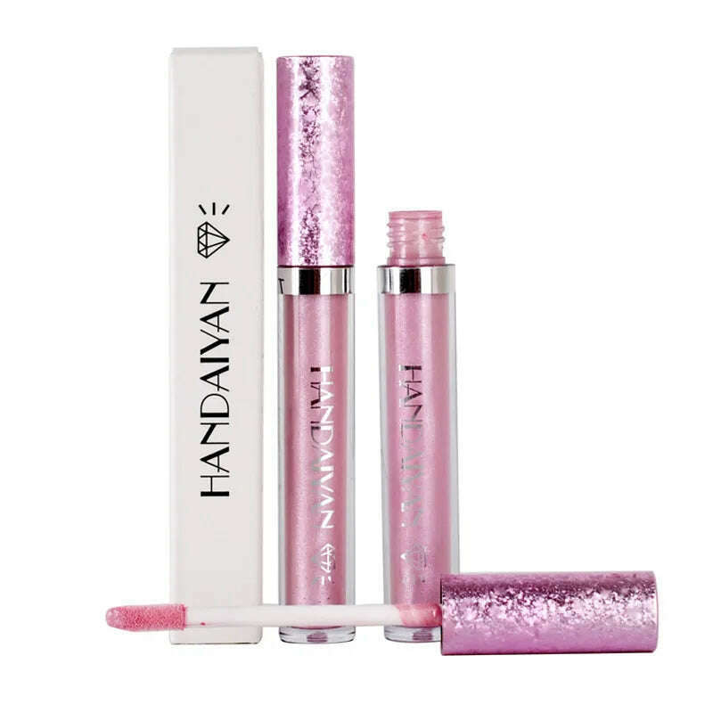 HANDAIYAN Metallic Glitter Matte Liquid Lipstick Lips Makeup Mate Shine Lip Gloss Women Cosmetics Waterproof Lipgloss Cream Tint - KIMLUD