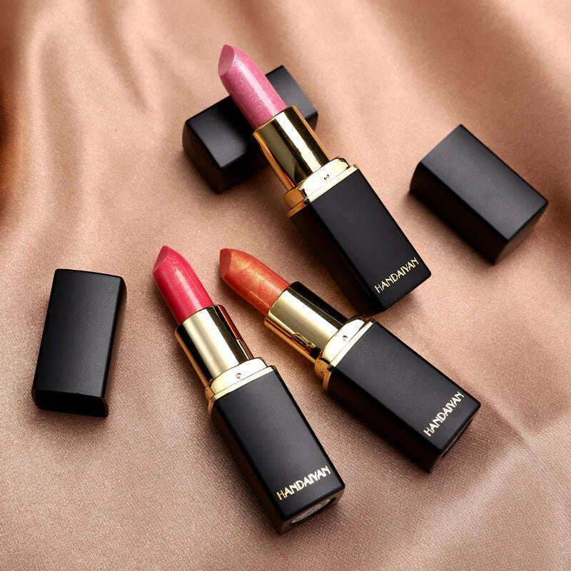 HANDAIYAN metallic pearlescent color changing temperature gold flash lipstick women's lips High-pigmented Makeup cosmetics - KIMLUD