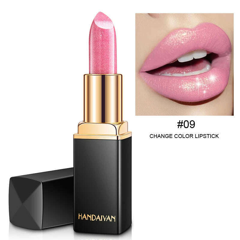 HANDAIYAN metallic pearlescent color changing temperature gold flash lipstick women's lips High-pigmented Makeup cosmetics - KIMLUD
