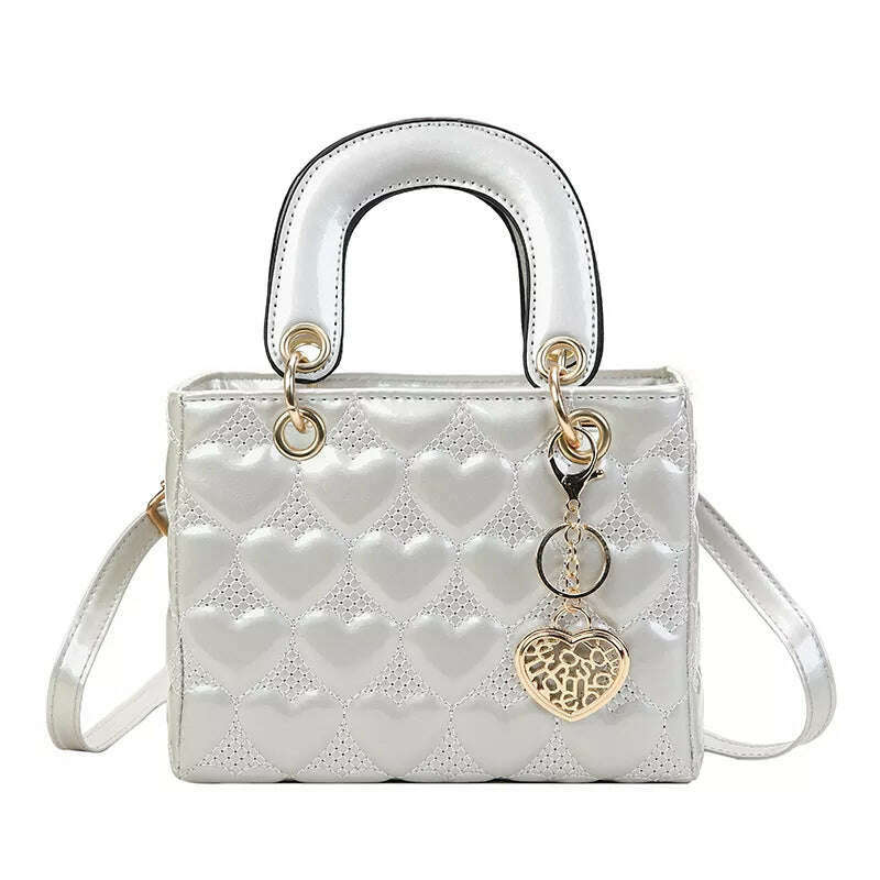 KIMLUD, Handbag 2021 Women Brand Luxury Totes High Quality Fashion Classic Quilted Square Handle Bag Women Crossbody Shoulder Bags, Silver handbag / 20x16x9, KIMLUD APPAREL - Womens Clothes