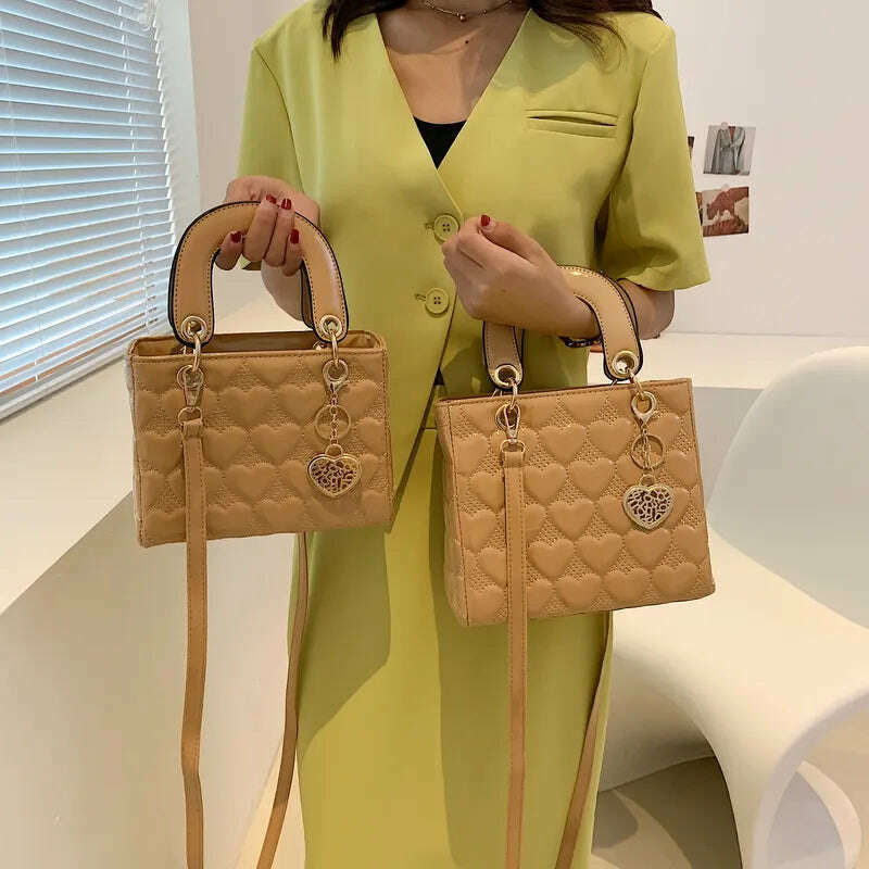 KIMLUD, Handbag 2021 Women Brand Luxury Totes High Quality Fashion Classic Quilted Square Handle Bag Women Crossbody Shoulder Bags, KIMLUD Womens Clothes
