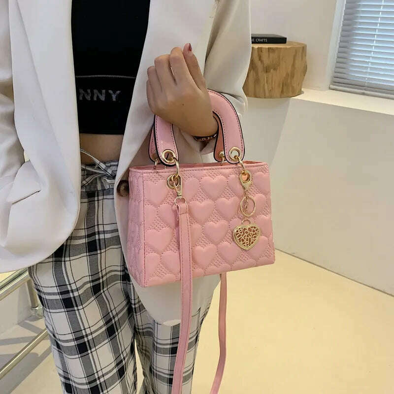 KIMLUD, Handbag 2021 Women Brand Luxury Totes High Quality Fashion Classic Quilted Square Handle Bag Women Crossbody Shoulder Bags, KIMLUD Womens Clothes