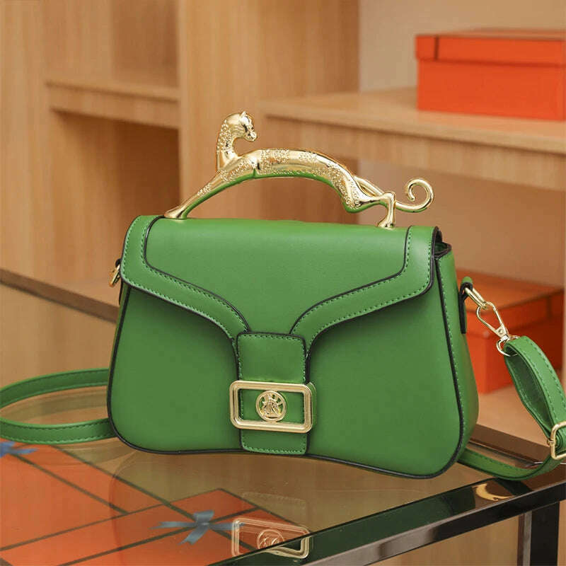KIMLUD, Handbags For Women Fashion Designers Golden Cat Metal Shoulder Bags Leather Ladies Clutch Bags Shoulder And Cross Body Bags New, KIMLUD Womens Clothes
