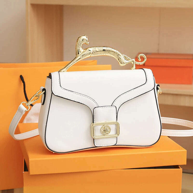 KIMLUD, Handbags For Women Fashion Designers Golden Cat Metal Shoulder Bags Leather Ladies Clutch Bags Shoulder And Cross Body Bags New, KIMLUD Womens Clothes