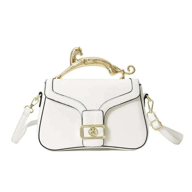 KIMLUD, Handbags For Women Fashion Designers Golden Cat Metal Shoulder Bags Leather Ladies Clutch Bags Shoulder And Cross Body Bags New, KIMLUD Womens Clothes