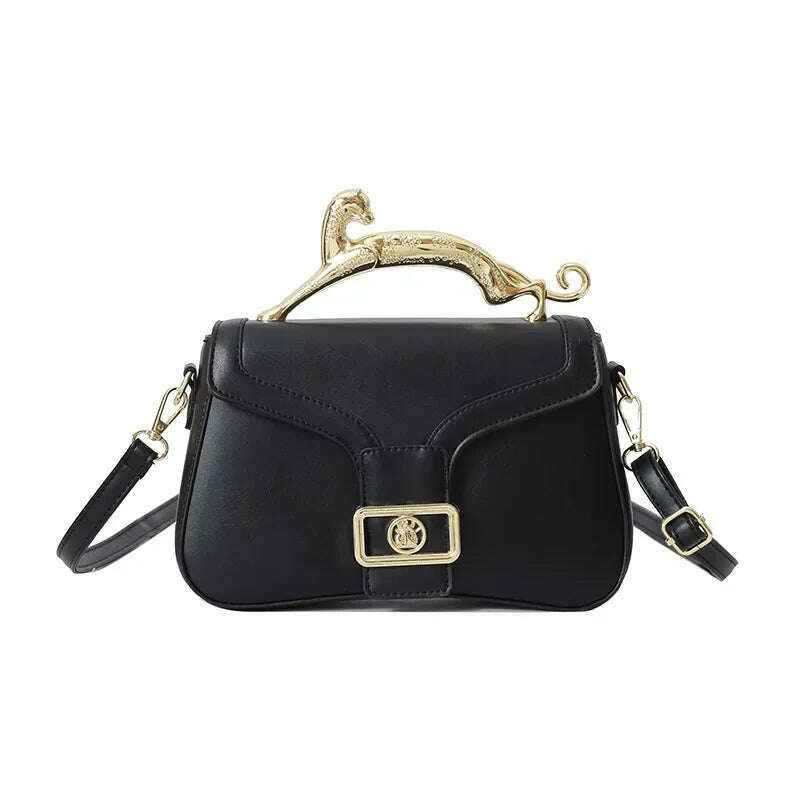 KIMLUD, Handbags For Women Fashion Designers Golden Cat Metal Shoulder Bags Leather Ladies Clutch Bags Shoulder And Cross Body Bags New, black, KIMLUD APPAREL - Womens Clothes