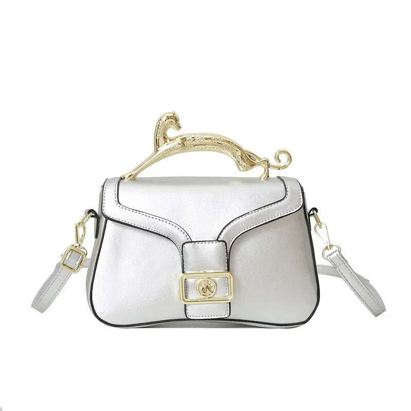 KIMLUD, Handbags For Women Fashion Designers Golden Cat Metal Shoulder Bags Leather Ladies Clutch Bags Shoulder And Cross Body Bags New, KIMLUD Womens Clothes