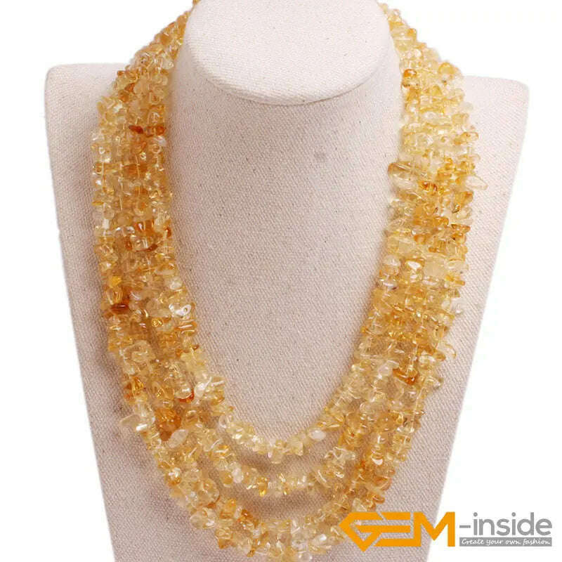 KIMLUD, Handmade Assorted Chips Beaded Jewelry 17-20 Inch Multi Strands Cluster Statement Long Necklace For Women Gifts, KIMLUD Womens Clothes