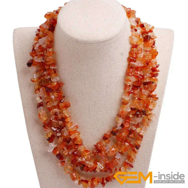 KIMLUD, Handmade Assorted Chips Beaded Jewelry 17-20 Inch Multi Strands Cluster Statement Long Necklace For Women Gifts, KIMLUD Womens Clothes