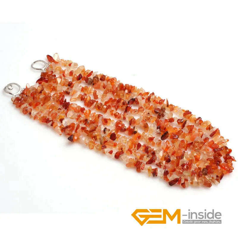 KIMLUD, Handmade Assorted Chips Beaded Jewelry 17-20 Inch Multi Strands Cluster Statement Long Necklace For Women Gifts, red cernelian, KIMLUD APPAREL - Womens Clothes