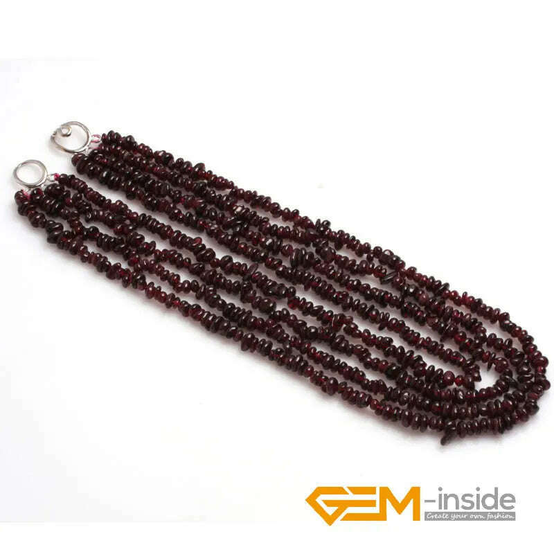 KIMLUD, Handmade Assorted Chips Beaded Jewelry 17-20 Inch Multi Strands Cluster Statement Long Necklace For Women Gifts, garnet, KIMLUD APPAREL - Womens Clothes