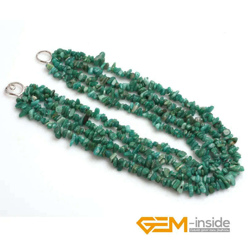 KIMLUD, Handmade Assorted Chips Beaded Jewelry 17-20 Inch Multi Strands Cluster Statement Long Necklace For Women Gifts, green amazonite, KIMLUD APPAREL - Womens Clothes