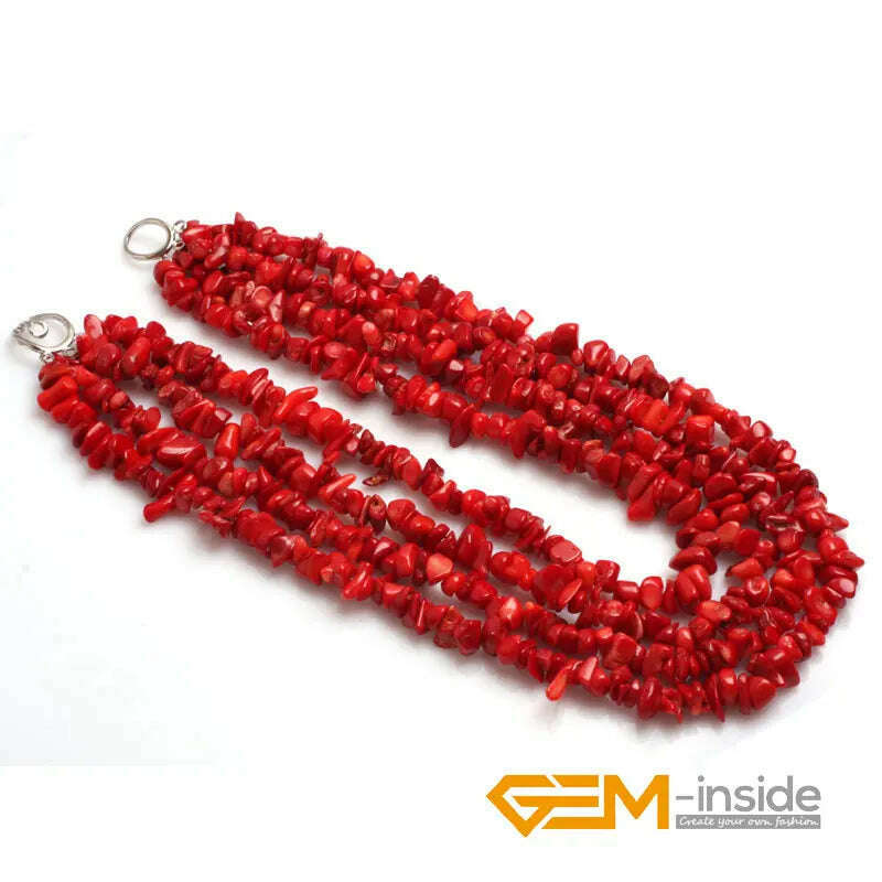 KIMLUD, Handmade Assorted Chips Beaded Jewelry 17-20 Inch Multi Strands Cluster Statement Long Necklace For Women Gifts, coral, KIMLUD APPAREL - Womens Clothes