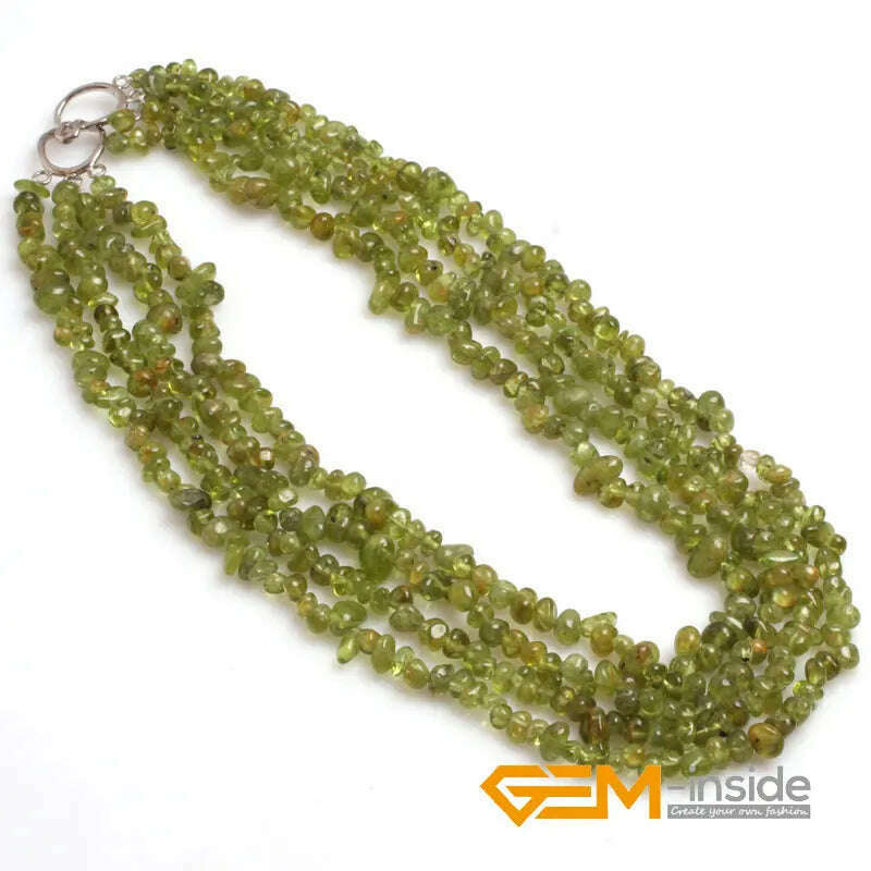 KIMLUD, Handmade Assorted Chips Beaded Jewelry 17-20 Inch Multi Strands Cluster Statement Long Necklace For Women Gifts, peridot, KIMLUD APPAREL - Womens Clothes