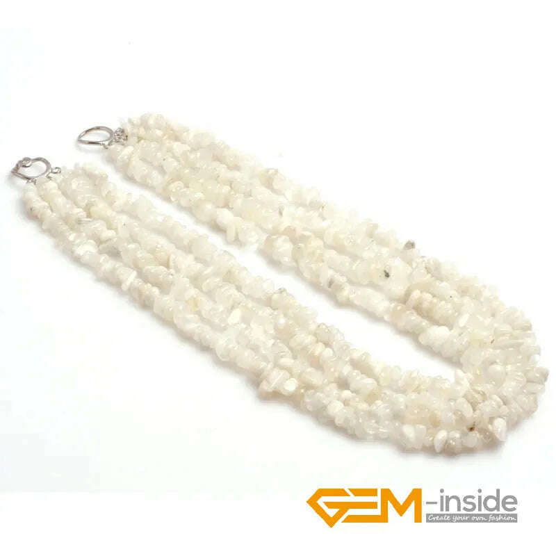 KIMLUD, Handmade Assorted Chips Beaded Jewelry 17-20 Inch Multi Strands Cluster Statement Long Necklace For Women Gifts, moonstone, KIMLUD APPAREL - Womens Clothes