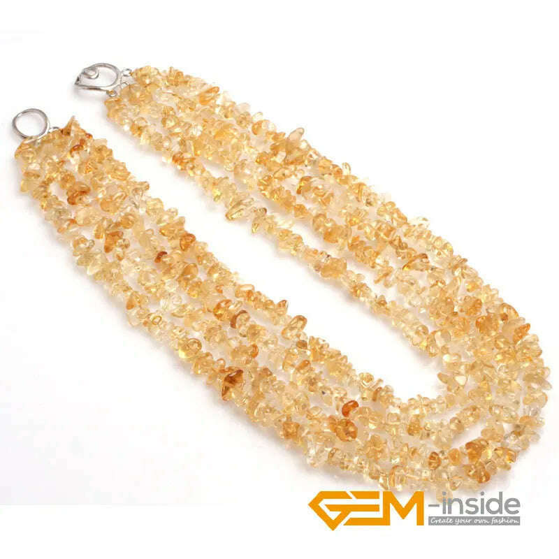 KIMLUD, Handmade Assorted Chips Beaded Jewelry 17-20 Inch Multi Strands Cluster Statement Long Necklace For Women Gifts, citrine, KIMLUD APPAREL - Womens Clothes