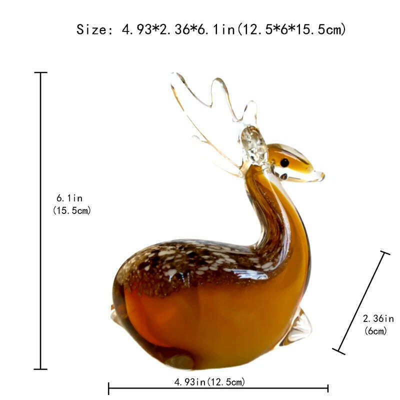 KIMLUD, Handmade Crystal Sika Deer Figurines Hand Blown Glass Animal Craft Cute Pet Kids Gift Home Table Decor Christmas Ornament, KIMLUD Womens Clothes