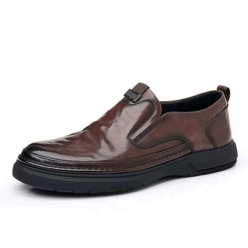 Handmade Men's Casual Flat Platform Walking Shoes Breathable Microfiber Leather Loafers Sneakers for Comfort and Style - KIMLUD