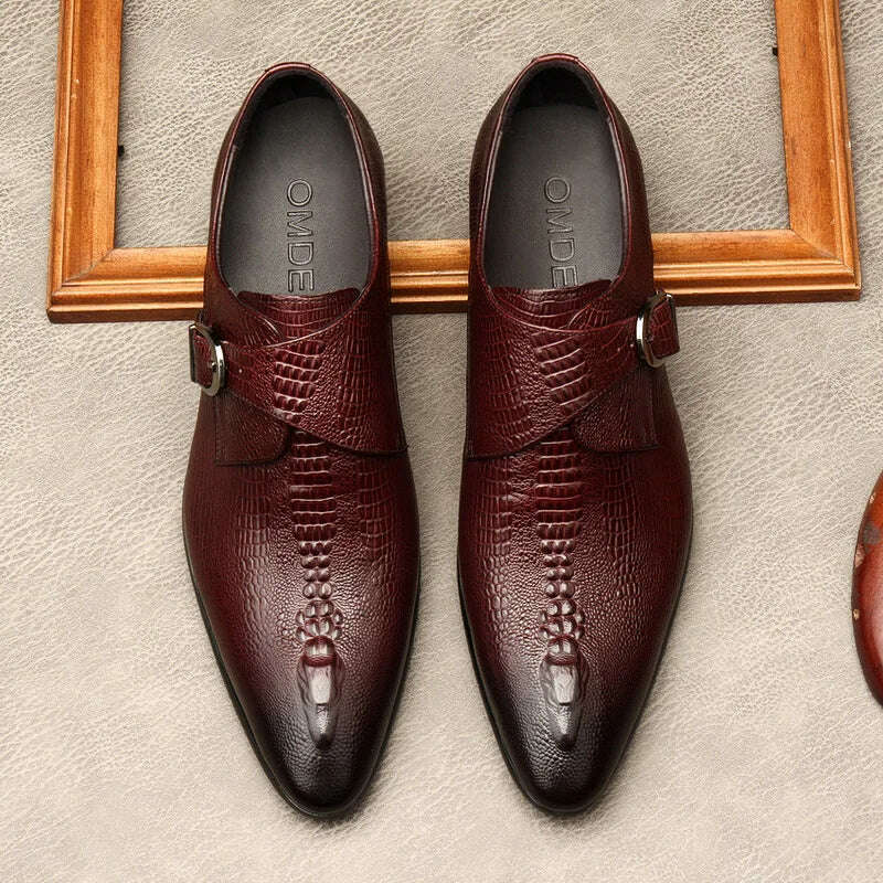 KIMLUD, Handmade Mens Wedding Oxford Shoes Black Blue Genuine Leather Flat Dress Shoes Crocodile Pattern Summer Business Formal Loafers, J / 46, KIMLUD Women's Clothes