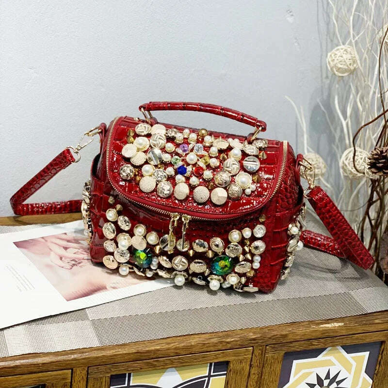 Handmade Women's bag Handbag for women purses and handbag luxury Designer Casual black bucket Female Messenger shoulder Bag - KIMLUD
