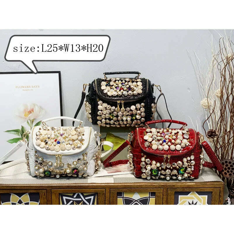 Handmade Women's bag Handbag for women purses and handbag luxury Designer Casual black bucket Female Messenger shoulder Bag - KIMLUD