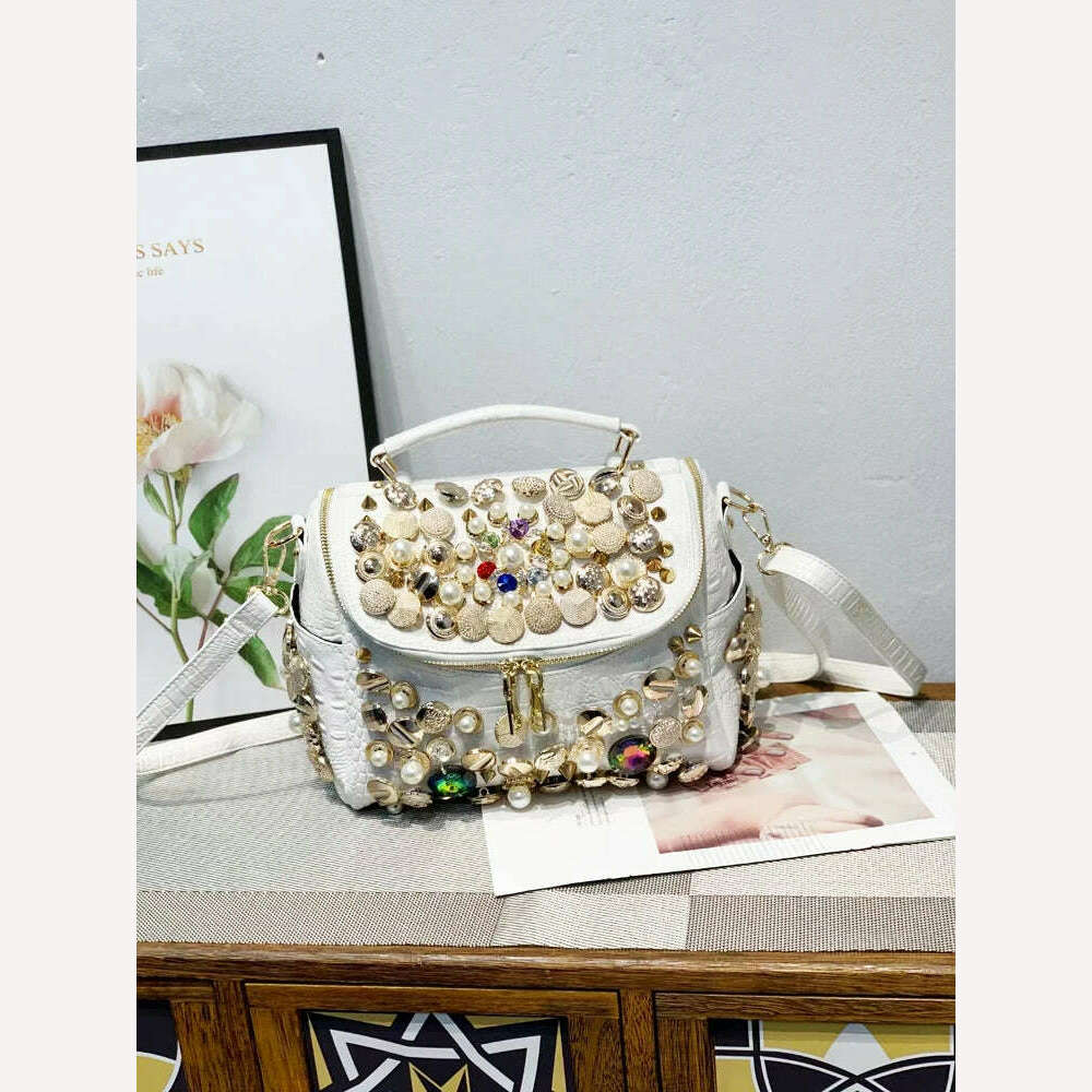 Handmade Women's bag Handbag for women purses and handbag luxury Designer Casual black bucket Female Messenger shoulder Bag - KIMLUD