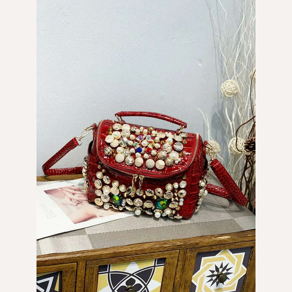 Handmade Women's bag Handbag for women purses and handbag luxury Designer Casual black bucket Female Messenger shoulder Bag - KIMLUD