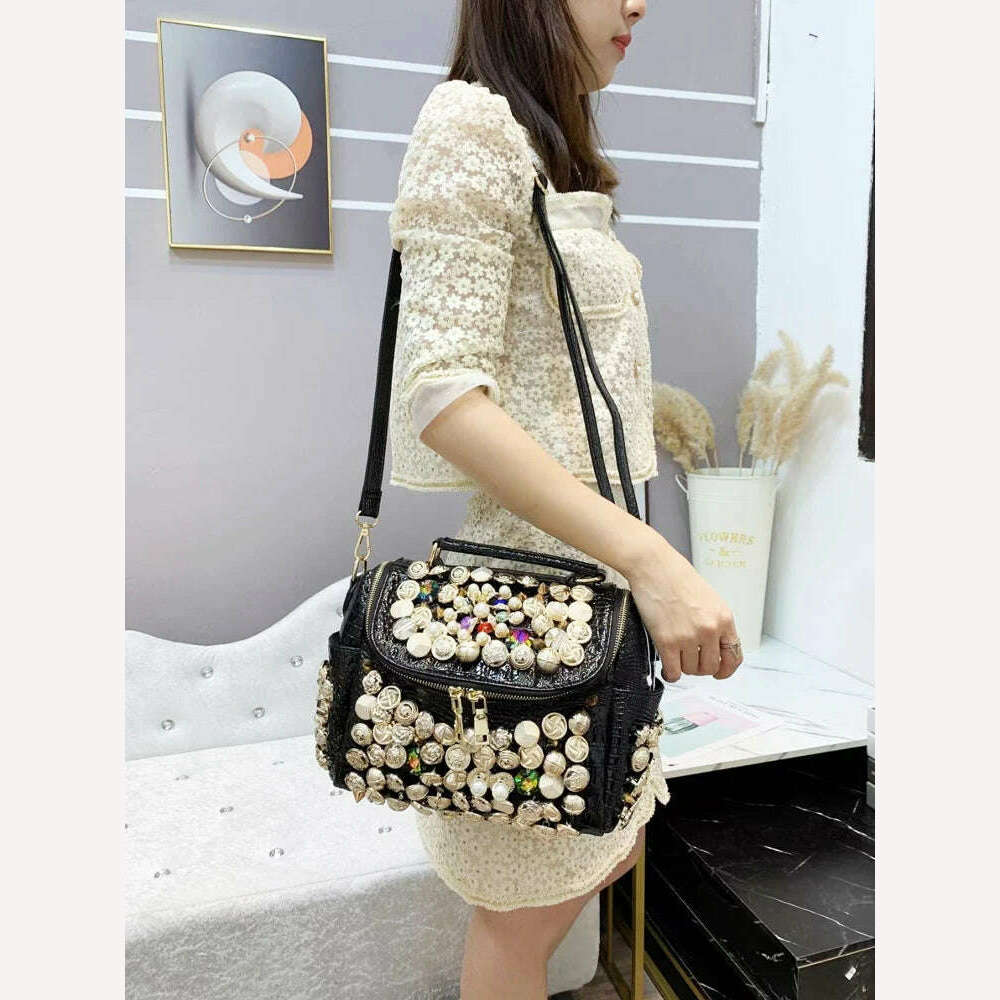 Handmade Women's bag Handbag for women purses and handbag luxury Designer Casual black bucket Female Messenger shoulder Bag - KIMLUD