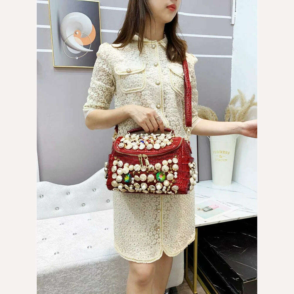 Handmade Women's bag Handbag for women purses and handbag luxury Designer Casual black bucket Female Messenger shoulder Bag - KIMLUD