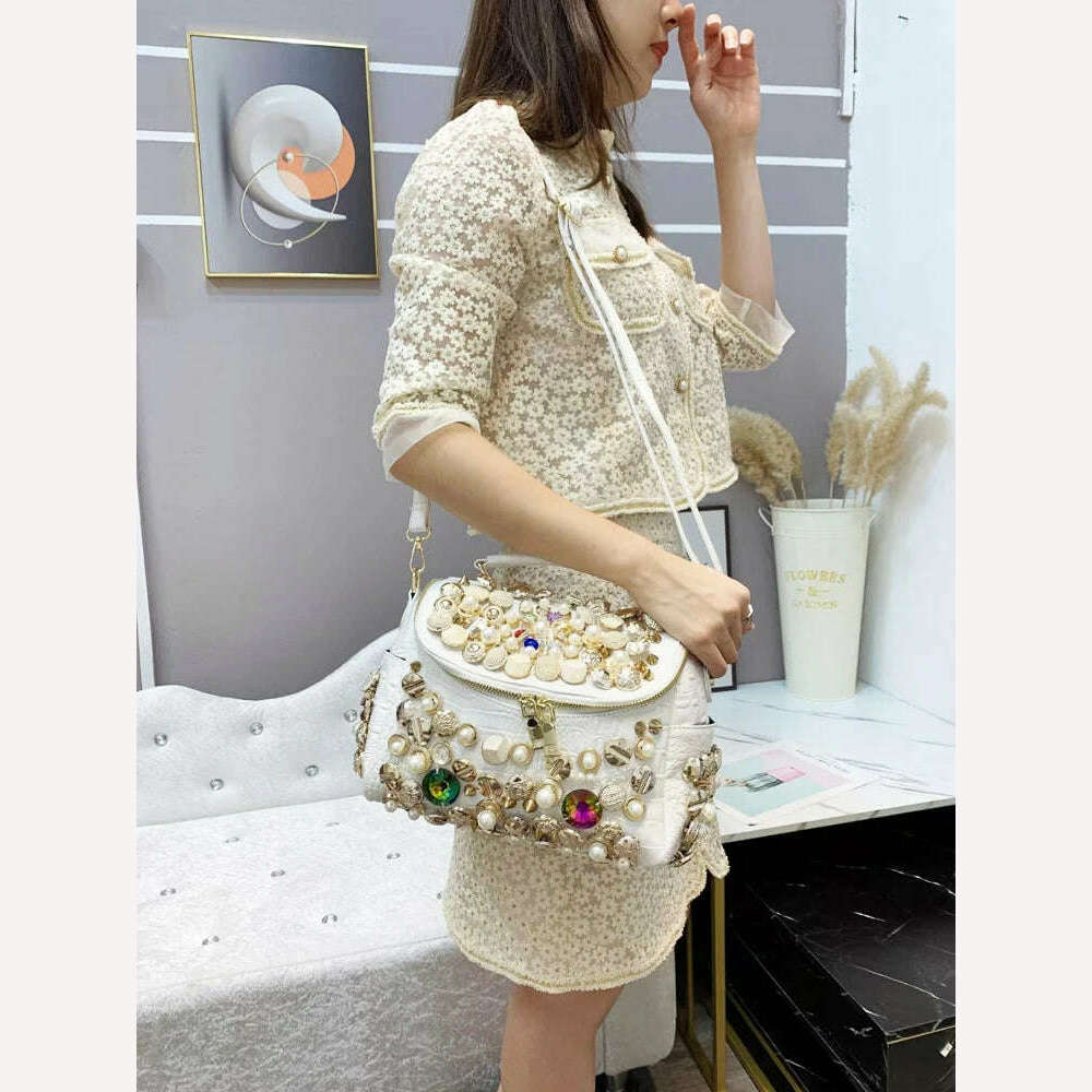Handmade Women's bag Handbag for women purses and handbag luxury Designer Casual black bucket Female Messenger shoulder Bag - KIMLUD
