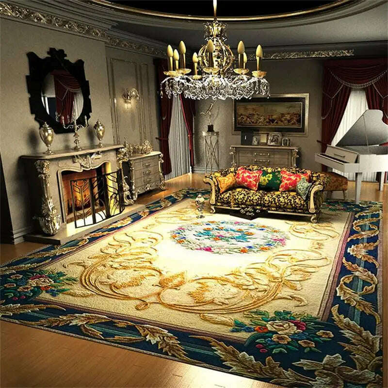 KIMLUD, Handmade Wool Carpets For Living Room Luxury Decoration Bedroom Carpet Thick Study Room Floor Mat Sofa Coffee Table Rug Europe, KIMLUD Womens Clothes