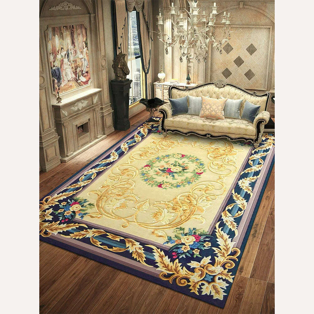 KIMLUD, Handmade Wool Carpets For Living Room Luxury Decoration Bedroom Carpet Thick Study Room Floor Mat Sofa Coffee Table Rug Europe, KIMLUD Women's Clothes