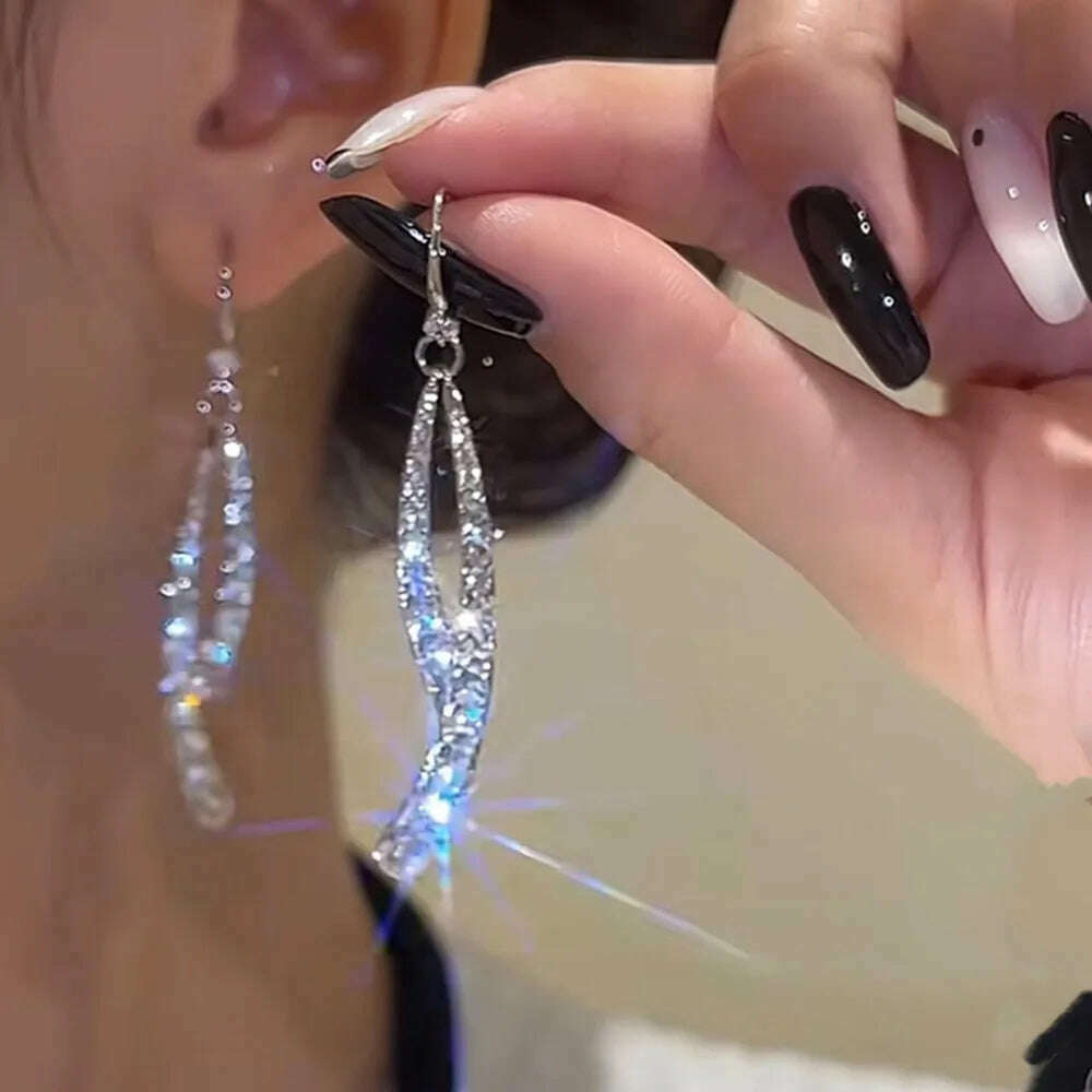 KIMLUD, Hanging Earrings Retro Long Tassel Earrings feminine temperament  Coconut Rhinestone S925 Silver Needle 2023 NEW Fashion Jewelry, ED254, KIMLUD APPAREL - Womens Clothes