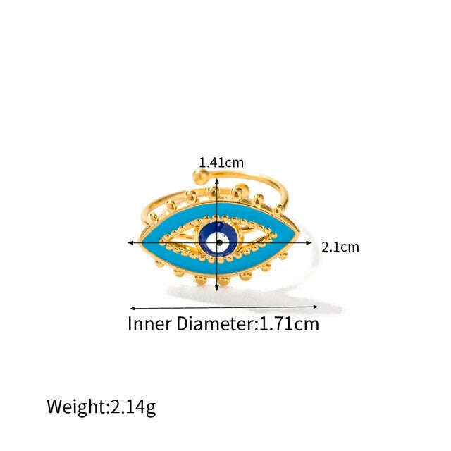 KIMLUD, HangZhi Rhinestone Gold Color Eye Big Ring for Women Men Exaggerated Personality Vintage Chunky Y2K Large Jewelry Gifts New In, C, KIMLUD Womens Clothes