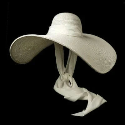 Hat Oversized Wide Brim Raffia Natural Beach Vacation Style | KIMLUD
