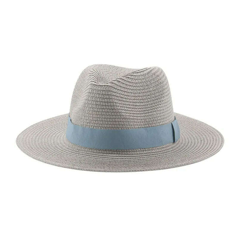 KIMLUD, Hats for Women Bucket Sun Hats Ribbon Band Men Hat Straw Summer Panama Formal Outdoor Party Picnic Bucket Hat Sombreros De Mujer, light grey1 / 56-58cm(adults), KIMLUD Womens Clothes