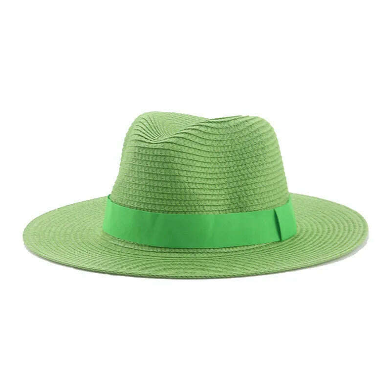 KIMLUD, Hats for Women Bucket Sun Hats Ribbon Band Men Hat Straw Summer Panama Formal Outdoor Party Picnic Bucket Hat Sombreros De Mujer, fruit green / 56-58cm(adults), KIMLUD Womens Clothes