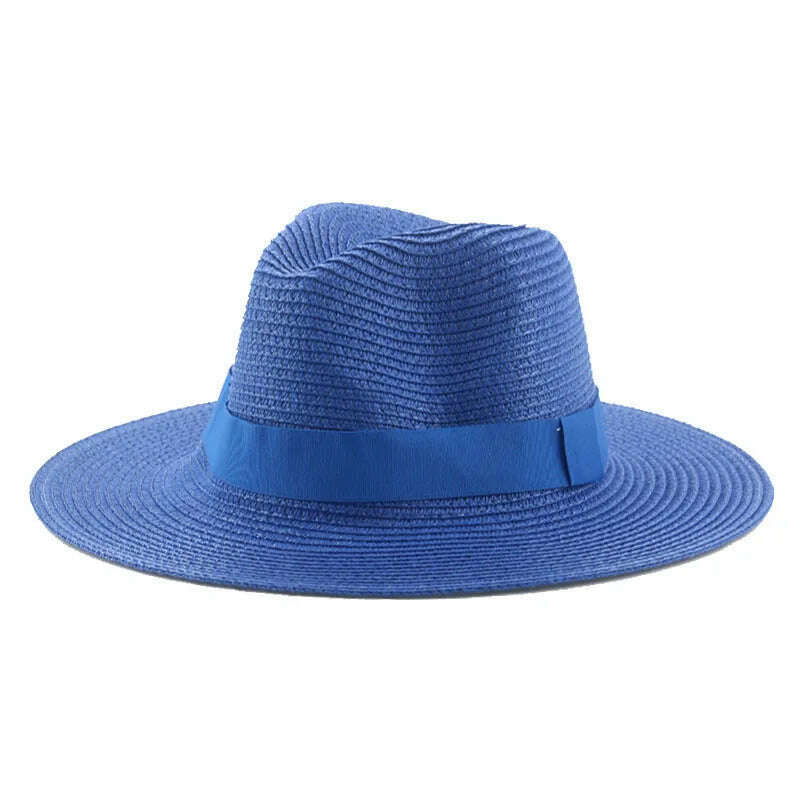 KIMLUD, Hats for Women Bucket Sun Hats Ribbon Band Men Hat Straw Summer Panama Formal Outdoor Party Picnic Bucket Hat Sombreros De Mujer, blue / 56-58cm(adults), KIMLUD Womens Clothes