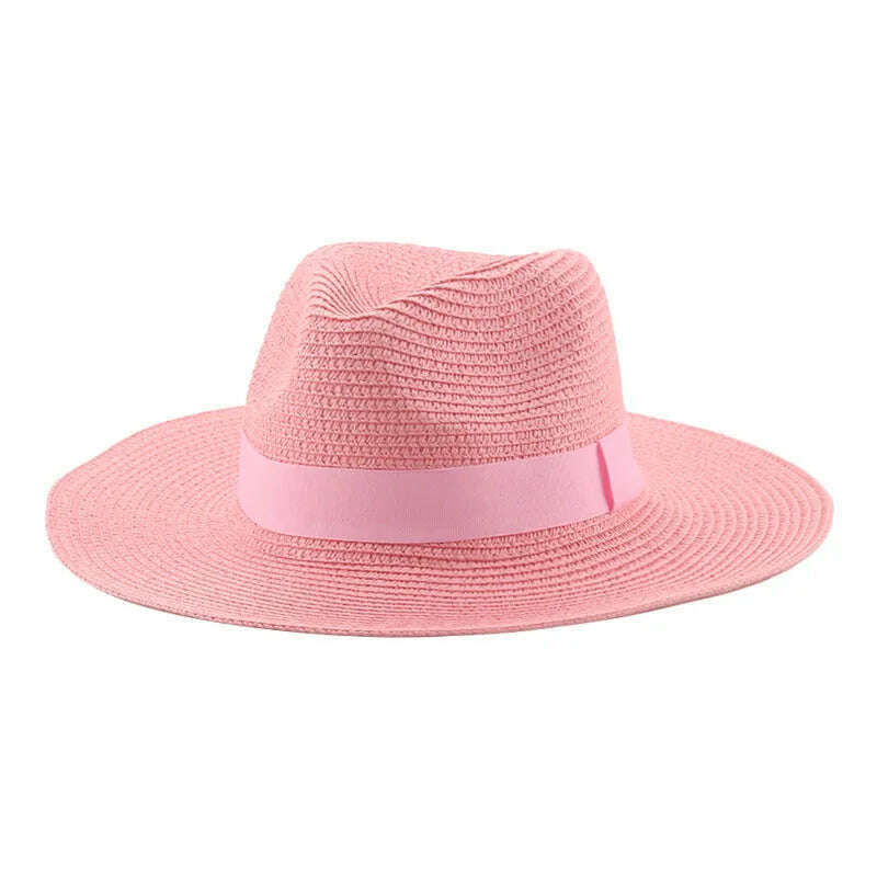 KIMLUD, Hats for Women Bucket Sun Hats Ribbon Band Men Hat Straw Summer Panama Formal Outdoor Party Picnic Bucket Hat Sombreros De Mujer, pink / 56-58cm(adults), KIMLUD Womens Clothes