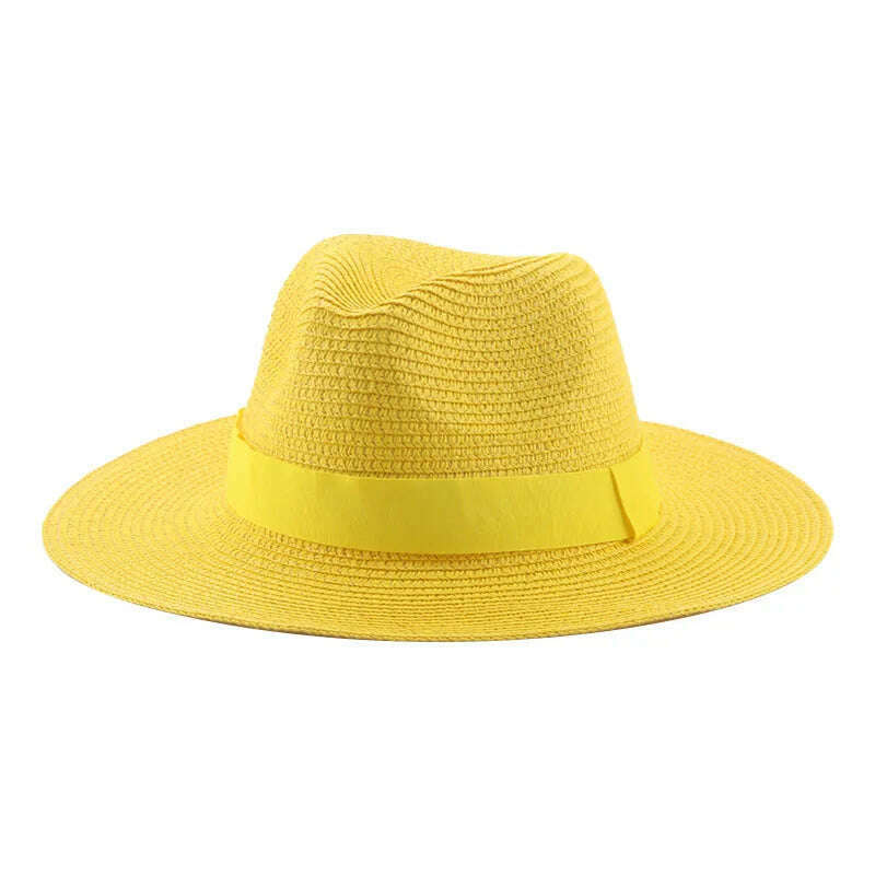 KIMLUD, Hats for Women Bucket Sun Hats Ribbon Band Men Hat Straw Summer Panama Formal Outdoor Party Picnic Bucket Hat Sombreros De Mujer, yellow / 56-58cm(adults), KIMLUD Womens Clothes